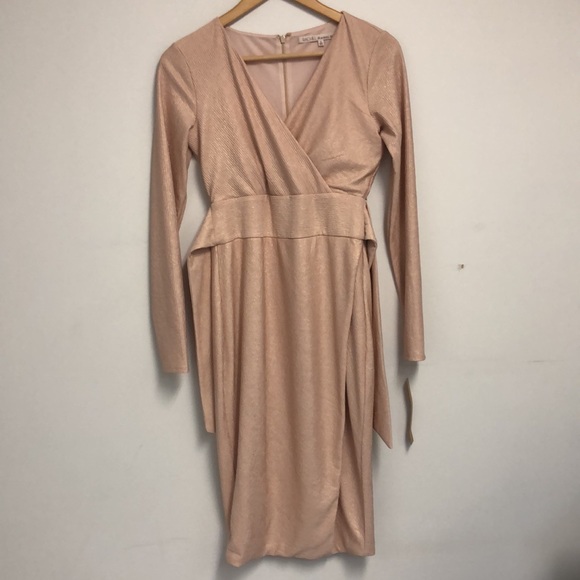 Rachel Roy Pink Longsleeve Rib Knit Foil Dress - Picture 3 of 8